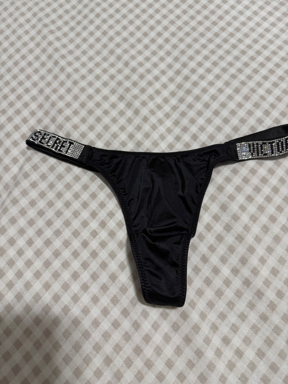 Victoria's Secret Black Rhinestone Strap Thong